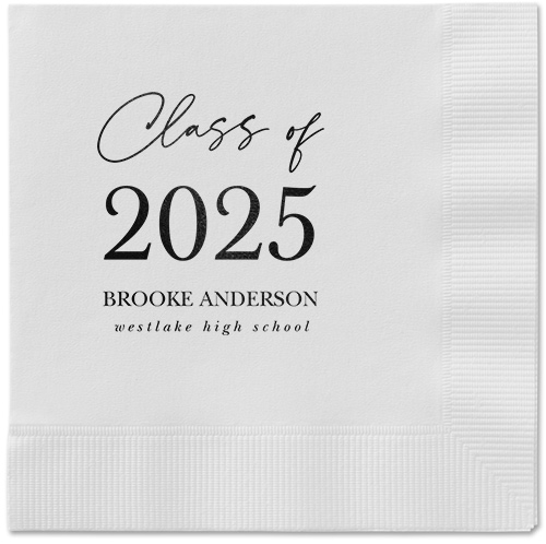 Penmanship Class Napkin, Black, White