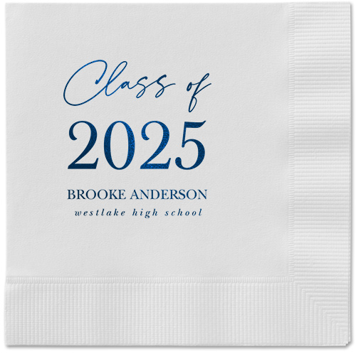 Penmanship Class Napkin, Blue, White