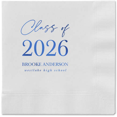 Penmanship Class Napkin, Blue, White, royal