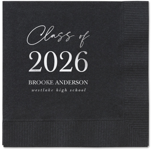 Penmanship Class Napkin, Grey, Black, silver