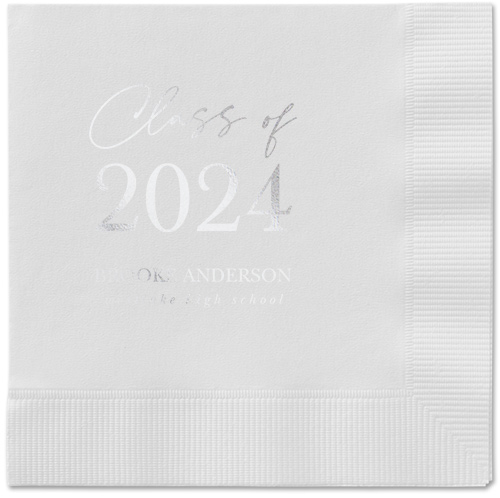 Penmanship Class Napkin, Grey, White