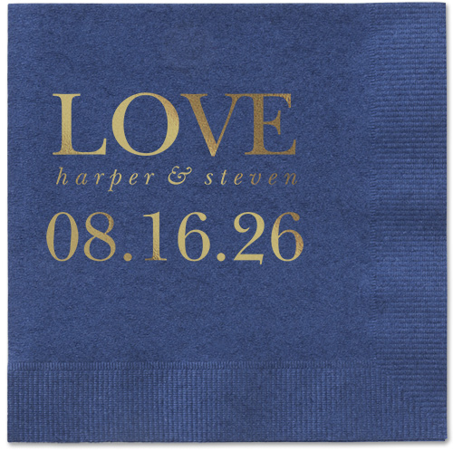 Official Headlines Napkin, Yellow, Navy, gold-metallic