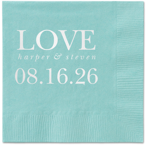 Official Headlines Napkin, White, Aqua, white