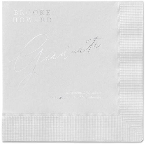 Torn Textures Napkin, Grey, White, silver