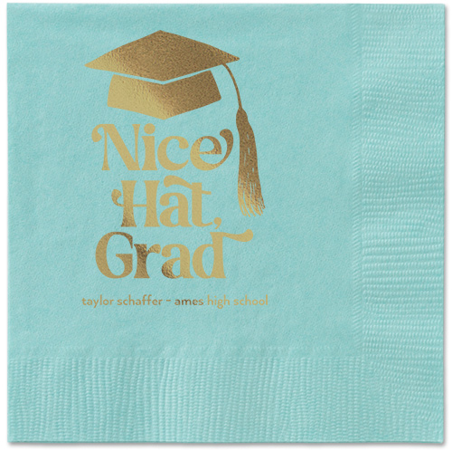 Nice Cap Napkin, Yellow, Aqua, gold-metallic