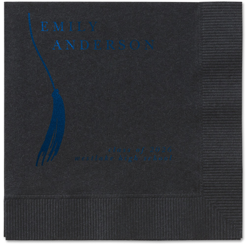 Direct Tassel Napkin, Blue, Black, midnight