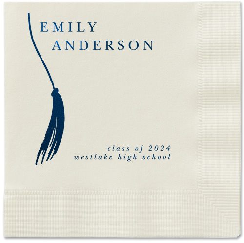 Direct Tassel Napkin, Blue, Ecru