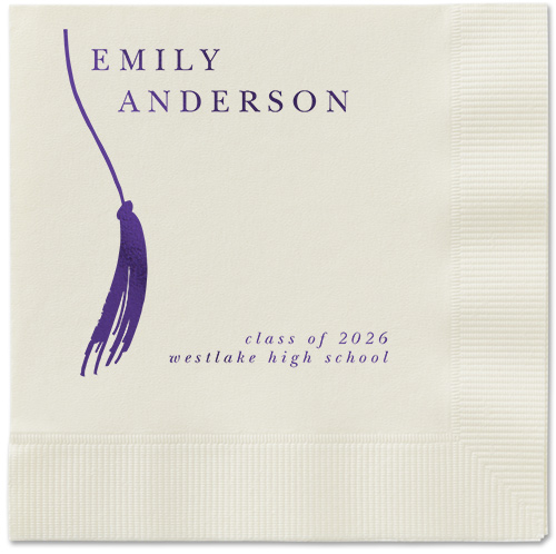 Direct Tassel Napkin, Purple, Ecru, purple