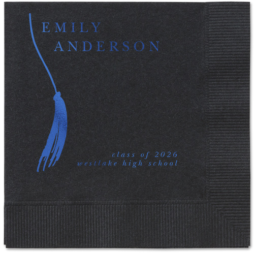 Direct Tassel Napkin, Blue, Black, royal