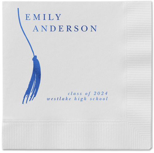 Direct Tassel Napkin, Blue, White