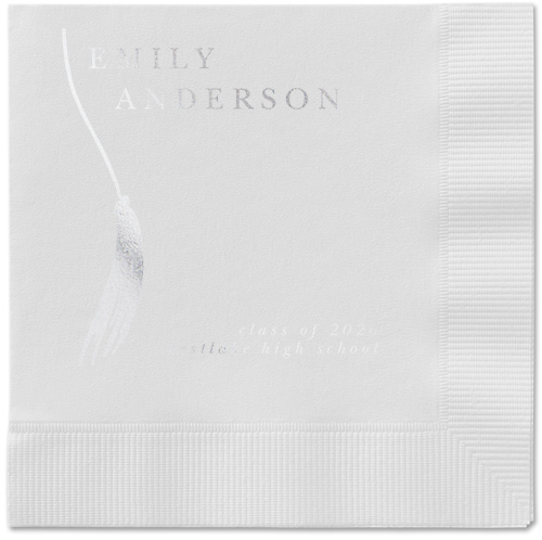 Direct Tassel Napkin, Grey, White, silver