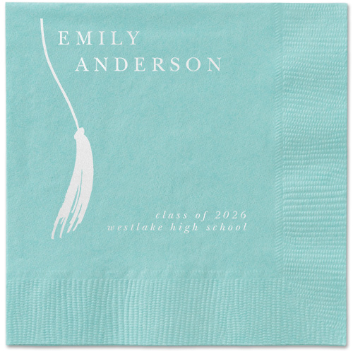 Direct Tassel Napkin, White, Aqua, white