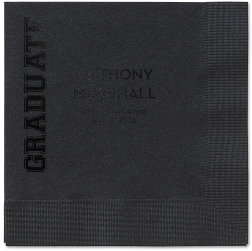 Varsity Headline Napkin, Black, Black, black