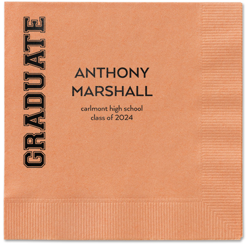 Varsity Headline Napkin, Black, Coral