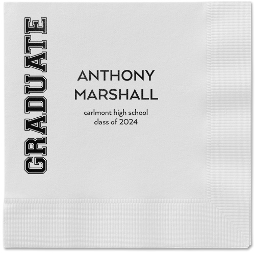 Varsity Headline Napkin, Black, White