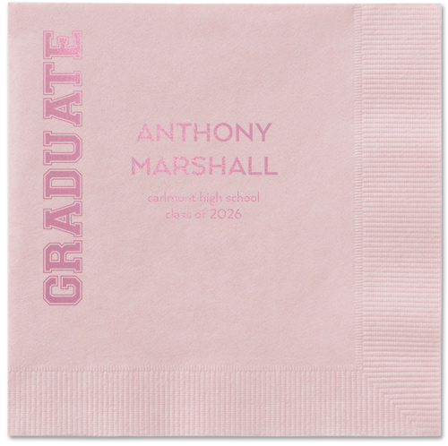 Varsity Headline Napkin, Pink, Blush, blush