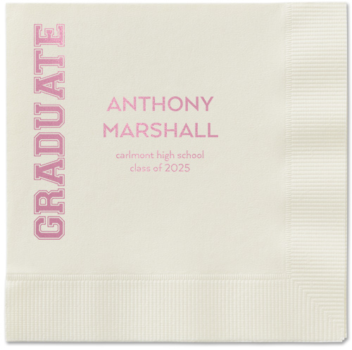 Varsity Headline Napkin, Pink, Ecru