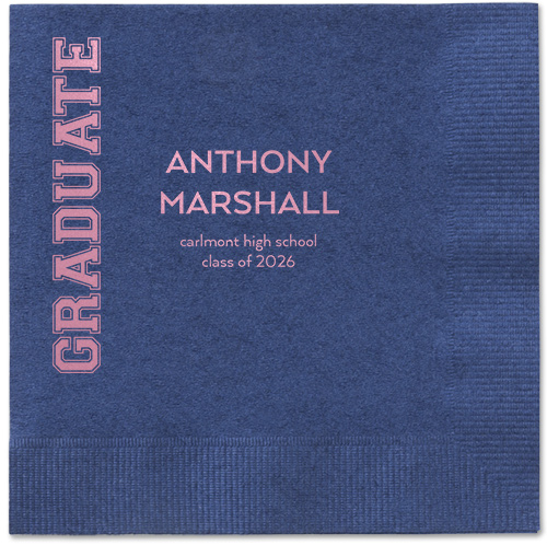 Varsity Headline Napkin, Pink, Navy, blush
