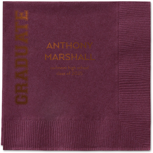 Varsity Headline Napkin, Brown, Berry