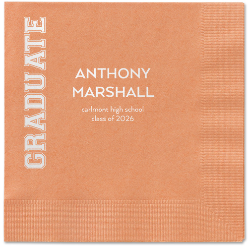 Varsity Headline Napkin, White, Coral, white