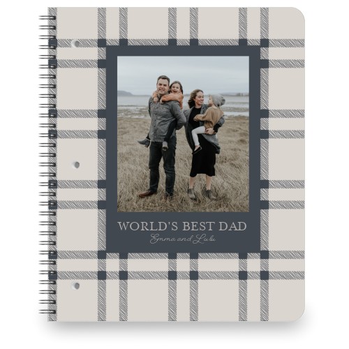 Soft Plaid Stamp Large Notebook, 8.5x11, Gray