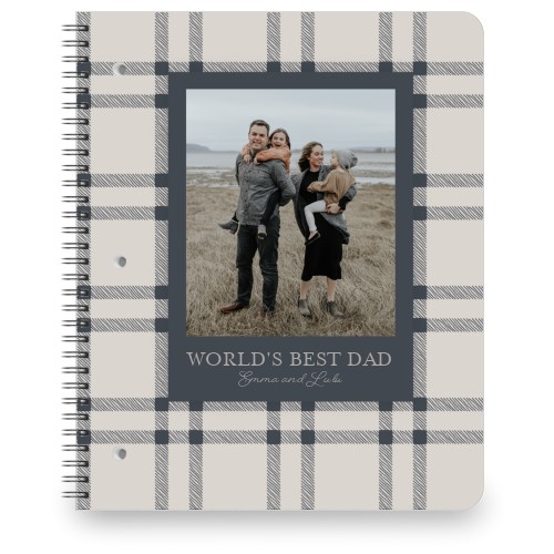 Soft Plaid Stamp Large Notebook, 8.5x11, Gray, stone