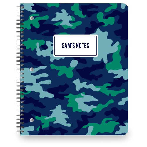 Modern Camo Large Notebook, 8.5x11, Blue