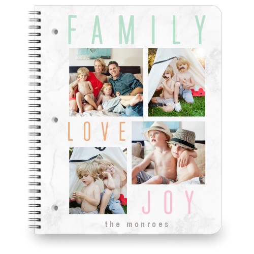 Marble Family Love Joy Large Notebook, 8.5x11, Gray