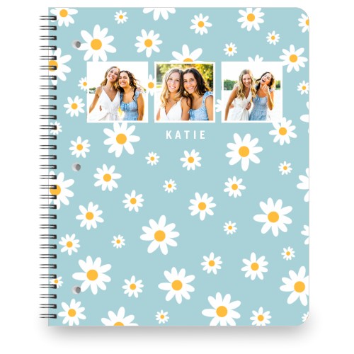 Joyful Daisies Large Notebook, 8.5x11, Blue