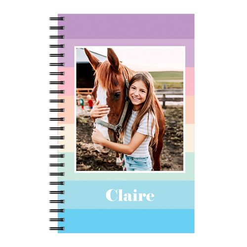 Pastel Bold Stripes 5x8 Notebook, 5x8, White, white