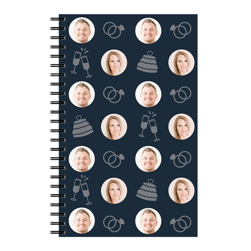 Floating Faces and Celebrations 5x8 Notebook, 5x8, Black