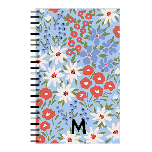 Blue Wildflowers Custom Text 5x8 Notebook, 5x8, Multicolor