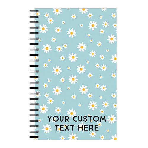 Daisies On Blue Custom Text 5x8 Notebook, 5x8, Multicolor