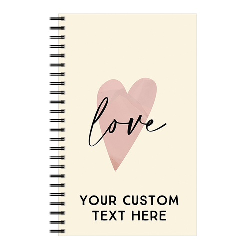 Love Script Heart Custom Text 5x8 Notebook, 5x8, Multicolor