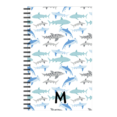 Watercolor Sharks Custom Text 5x8 Notebook, 5x8, Multicolor