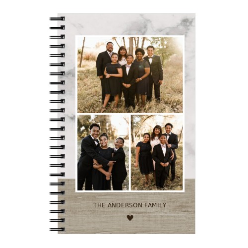 Marble Wood Frame 5x8 Notebook, 5x8, Gray