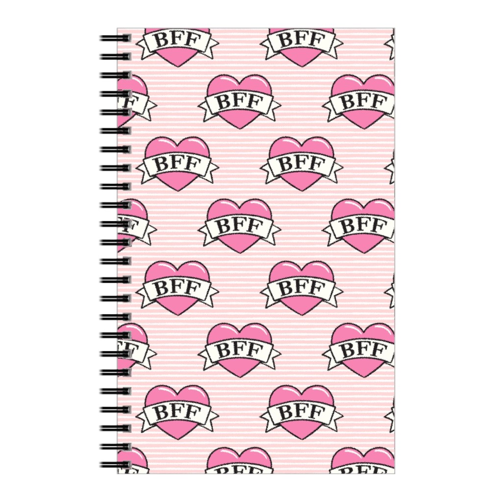 Bff Heart Tattoo Notebook, 5x8, Pink