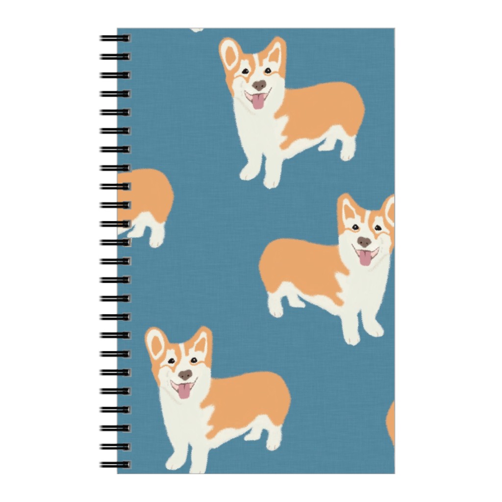 Corgi Notebook, 5x8, Blue