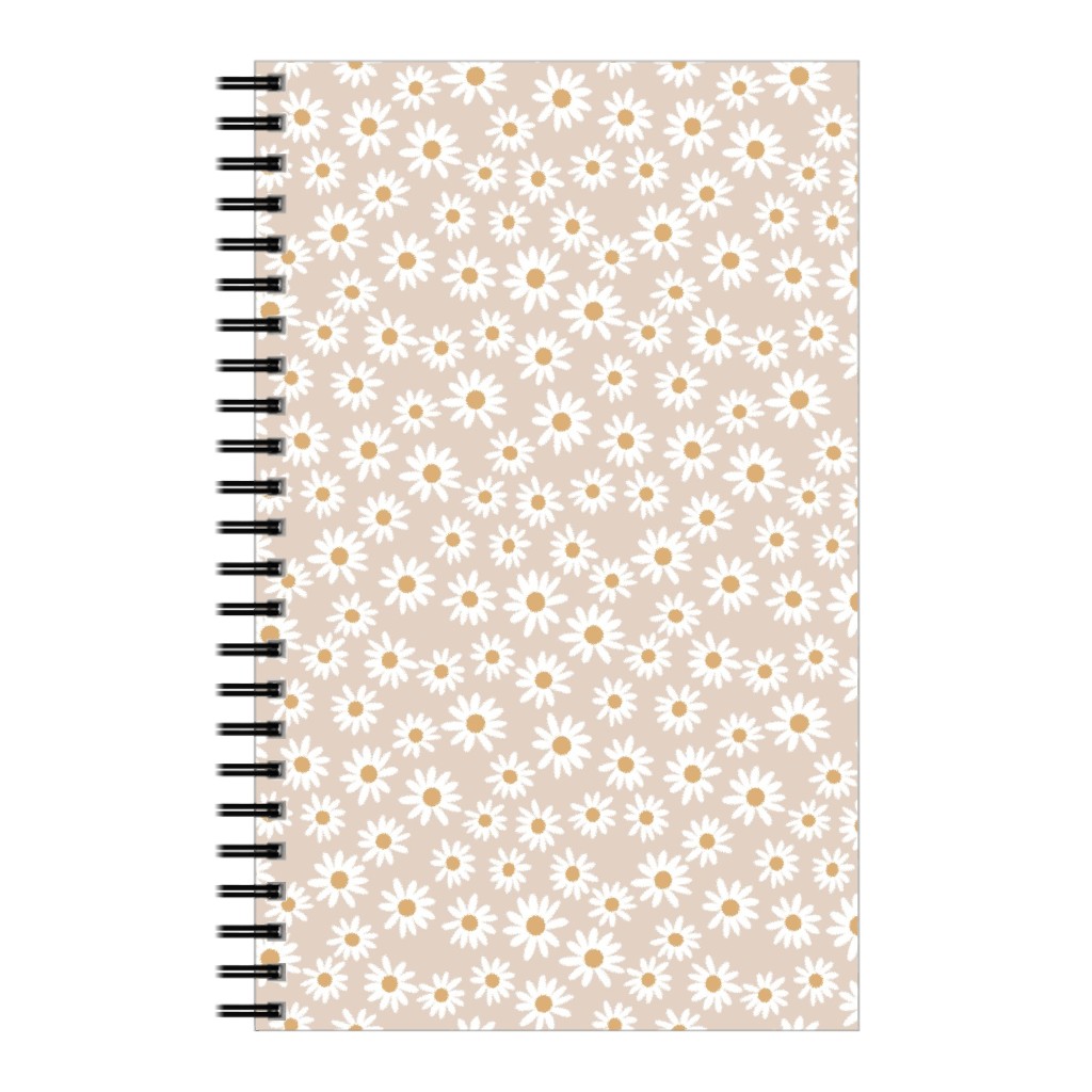 Daisy Print Notebook, 5x8, Beige