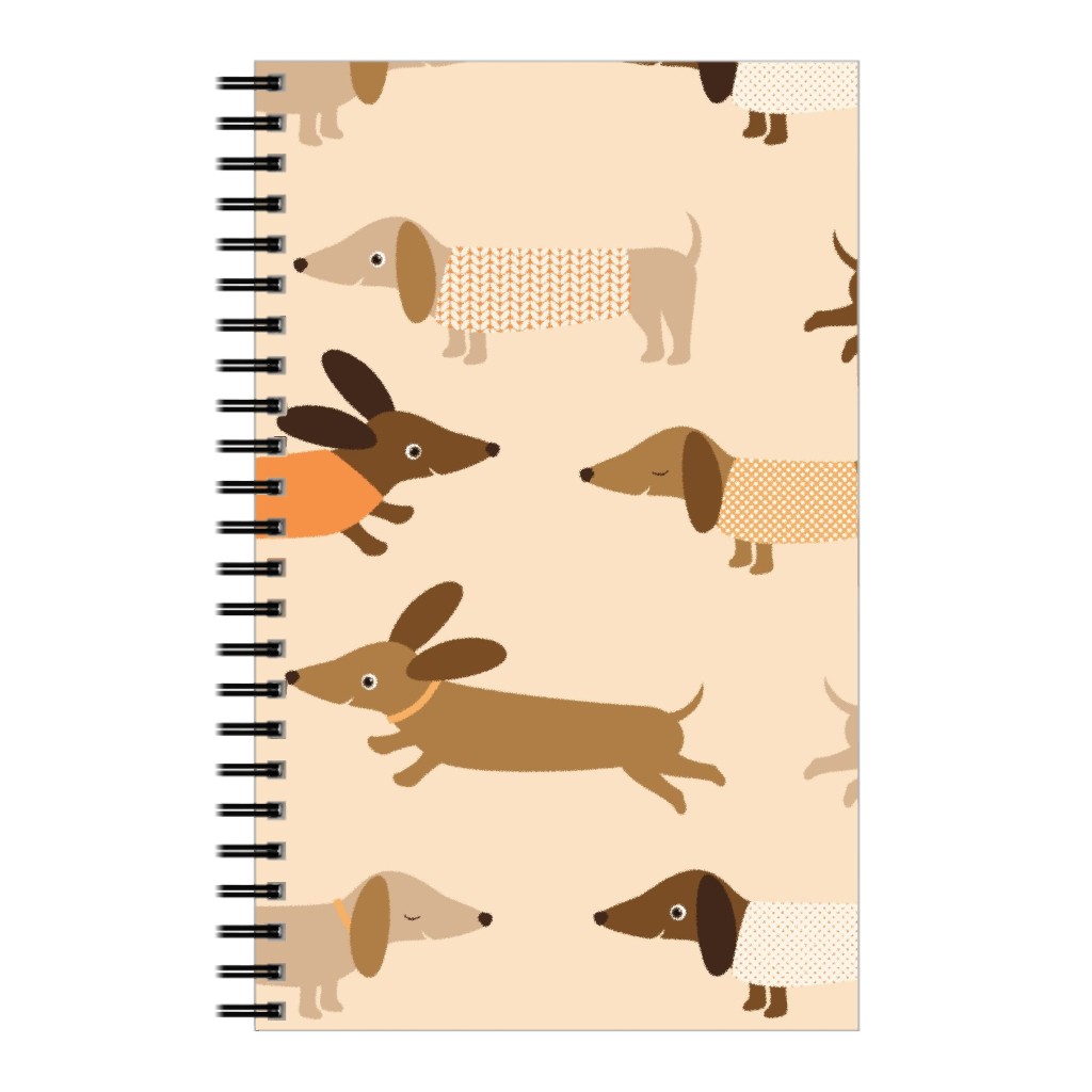 Daschunds Notebook, 5x8, Beige, Sand