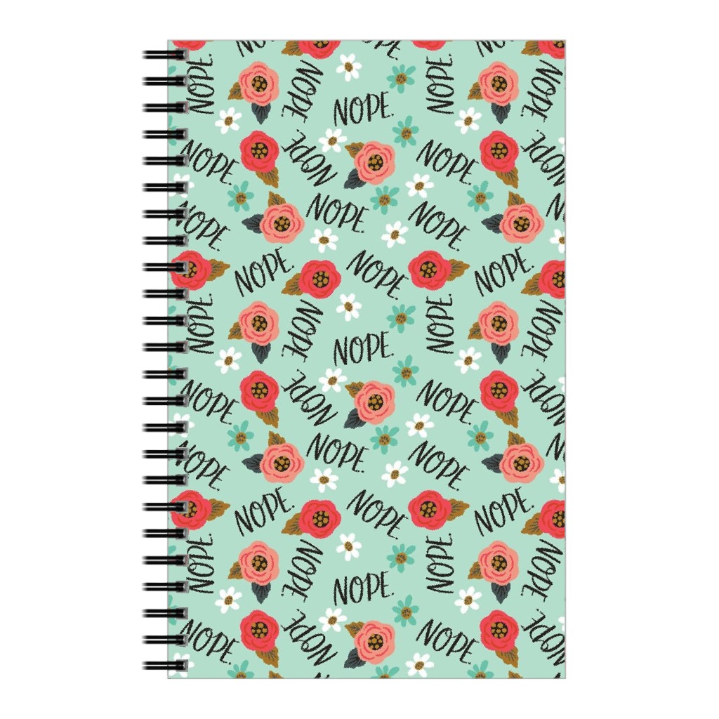 Pretty Nope - Floral - Blue Notebook, 5x8, Blue