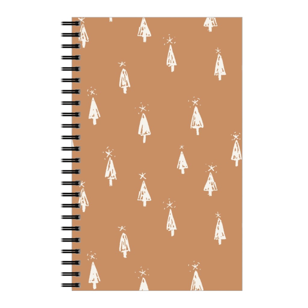 Christmas Trees on Pine Needle Notebook, 5x8, Orange, Pueblo