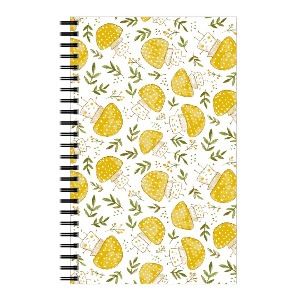 the Happiest Little Mushrooms - Yellow Notebook, 5x8, Yellow, Classic Yellow