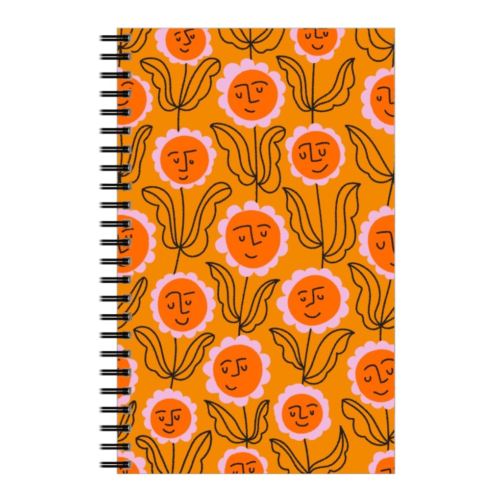 Happy Marigold Vine - Orange Notebook, 5x8, Orange, Orange