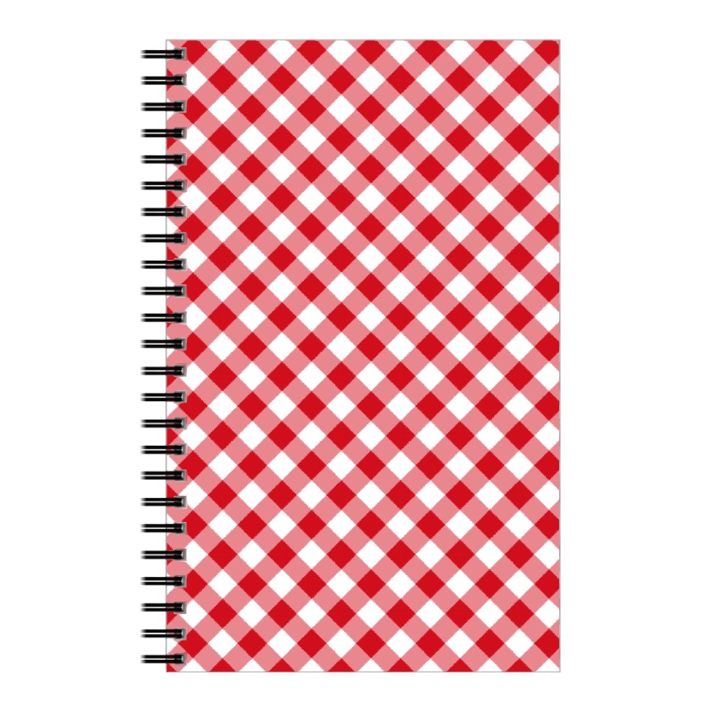 Diagonal Gingham - Red and White Notebook, 5x8, Red