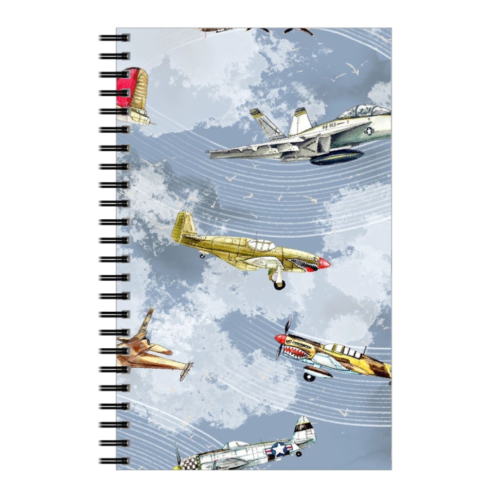 Military Planes Notebook, 5x8, Blue