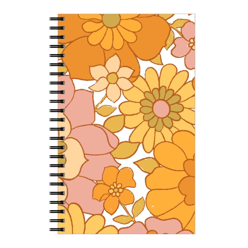 Avery Retro Floral Notebook, 5x8, Orange, Marigold