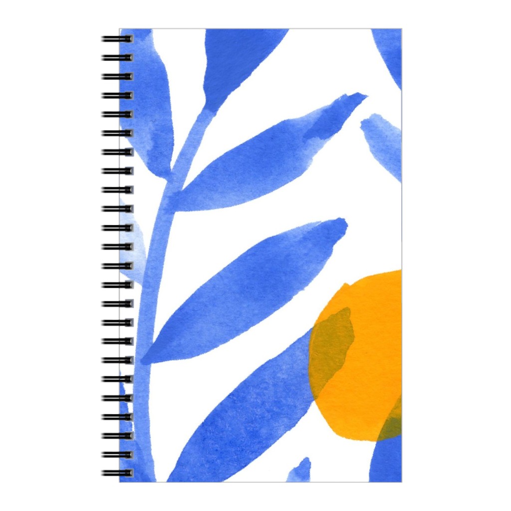 Modern Lemons Block - Blue and Orange Notebook, 5x8, Blue, True Blue