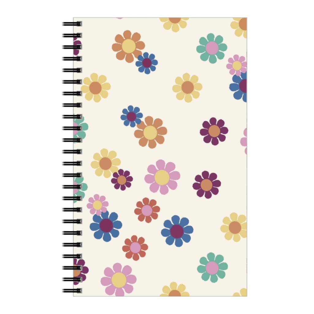Rainbow Groovy Flowers Notebook, 5x8, Multicolor
