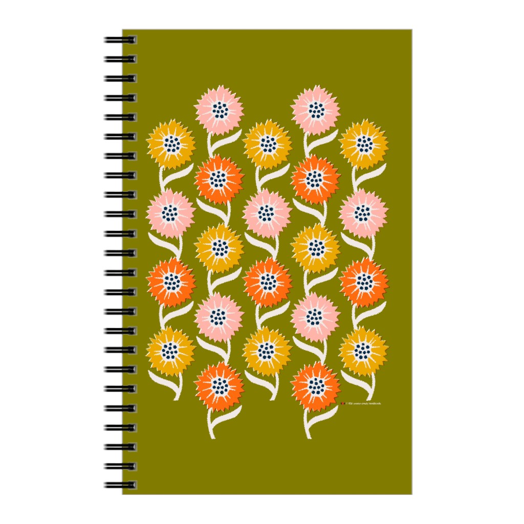 Sunflowers for Peace Notebook, 5x8, Multicolor, Olive